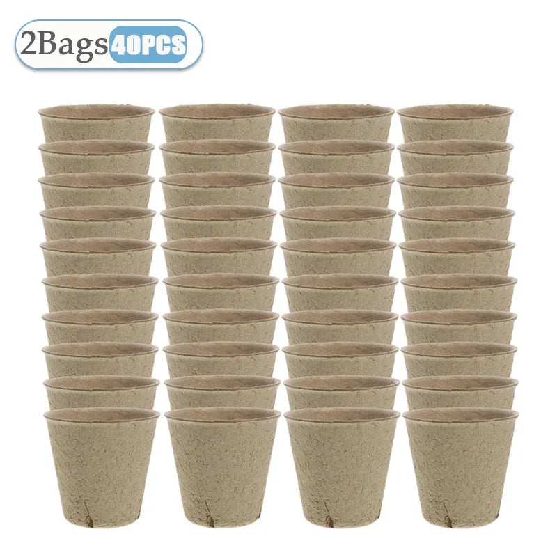 20-160PCS ﻿ 3.15 Inch Biodegradable Paper Pulp Seedling Starter Trays for Garden Planting Nursery Seed Germination Transplanting