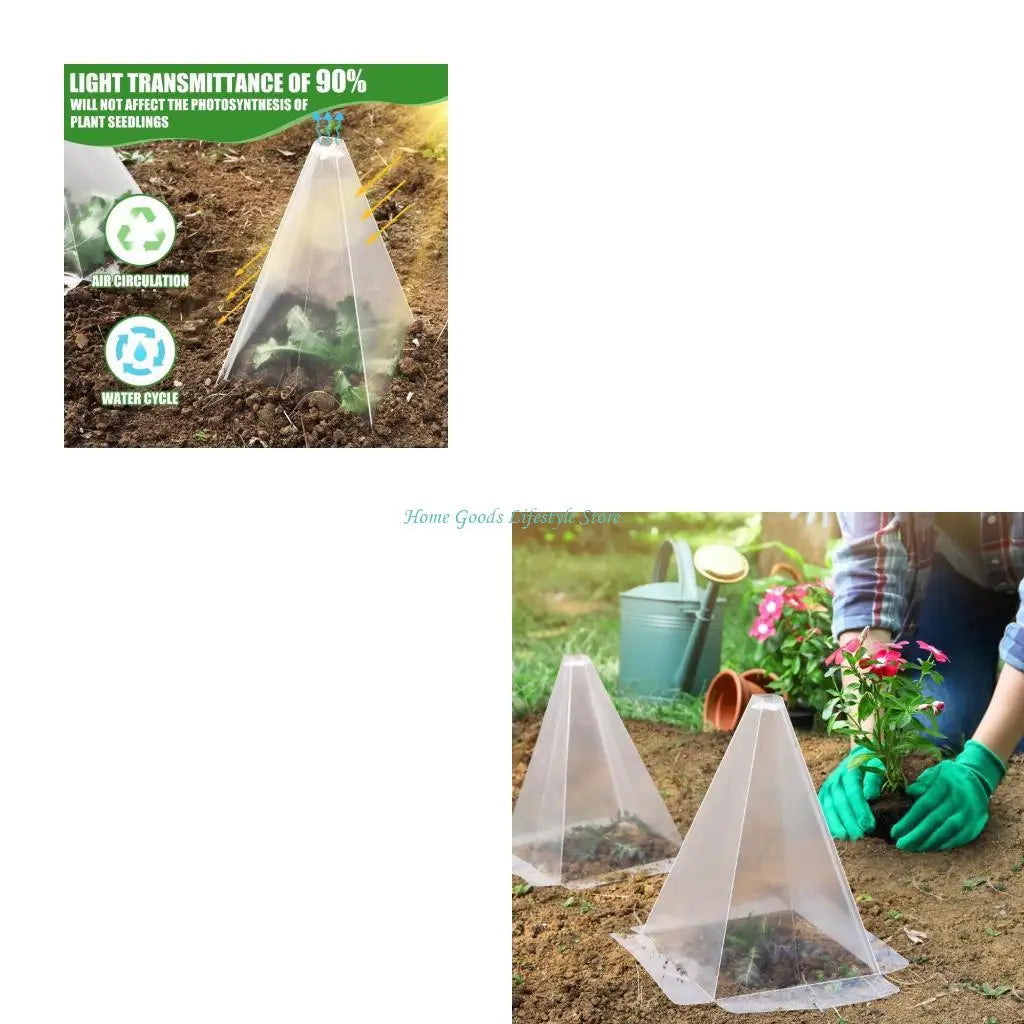 E74E 20pcs Clear Plastic Plant Protectors for Seedling Defense Sun Frosts Snail Bird