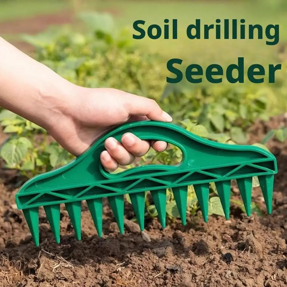 Garden Seeder Tool Manual Seeds Spreader Soil Puncher Seed Spacer & Soil Loosener for Easy Planting