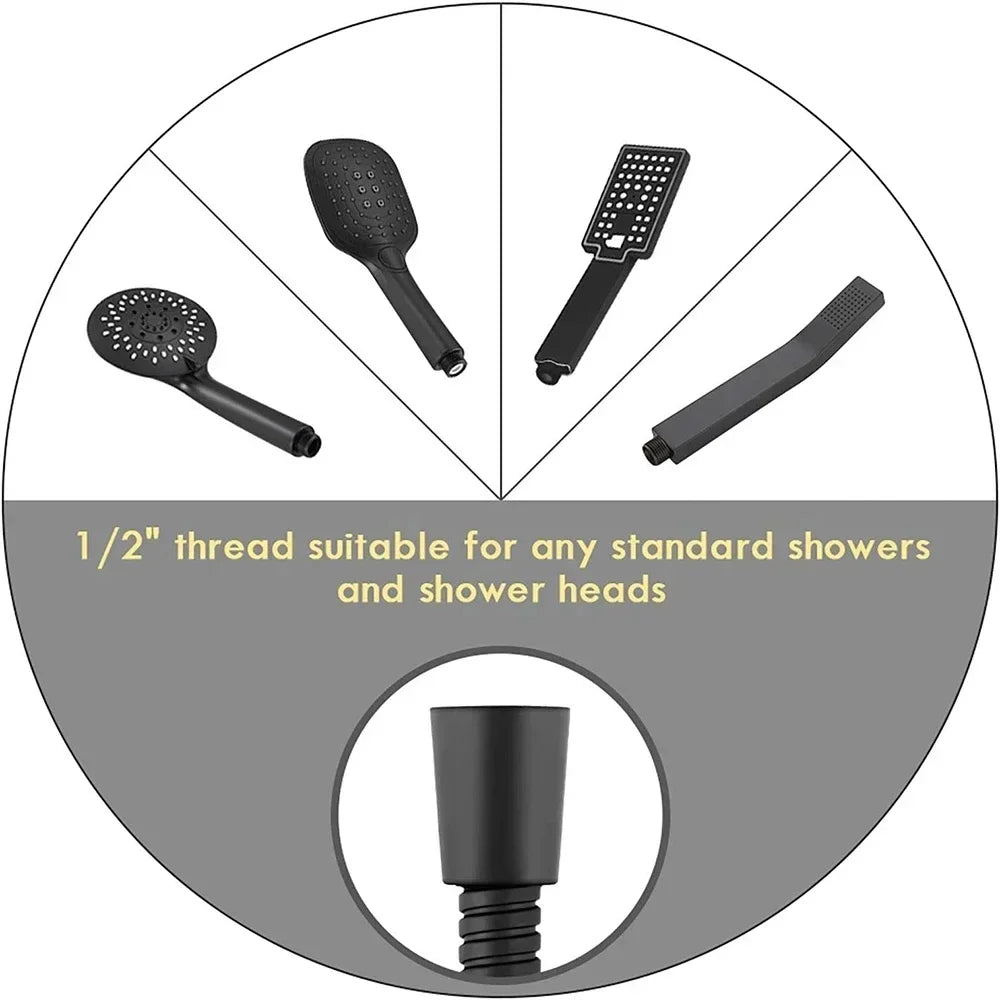 Garden Water Hose Black Pipe 1.5/2M Flexible Pull Extension Pipes Shower Accessories New SUS304 Bathroom Extendable Hoses Home