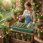 12/40 Holes Seed Starter Tray Seedling Plant Trays with Humidity Vented Domes Bases Seed Starting Indoor Gardening Greenhouse