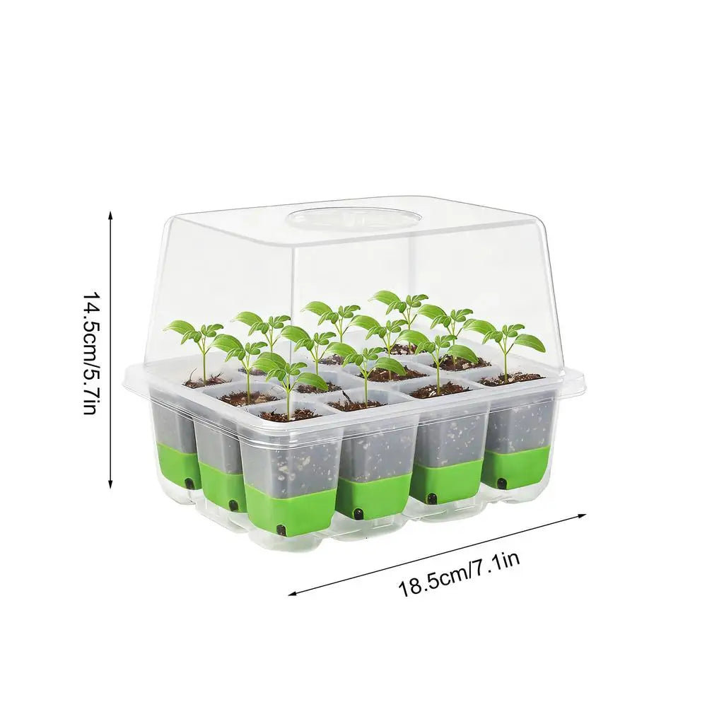 Seedling Starter Tray Indoor Garden Greenhouse Growth Potting with Cover Adjustable Humidity Germination Box Gardening Supplies