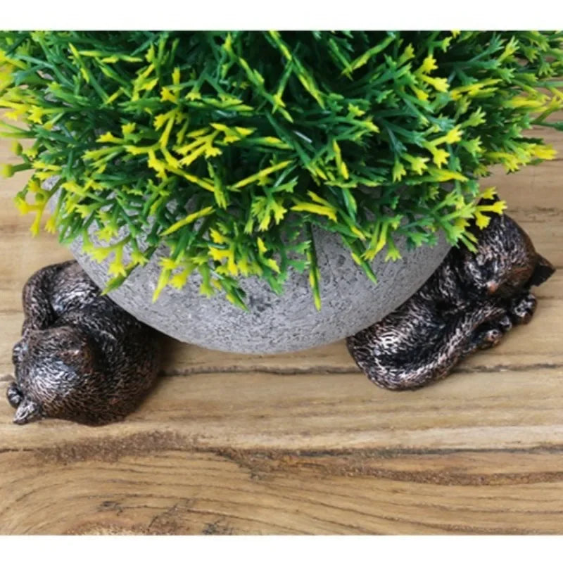 3Pcs Flower Pot Feet Stand Animal Shape Cat Dog Rabbit Plant Pots Risers Pad Outdoor Garden Resin Pot Foot Plant Bonsai Holders