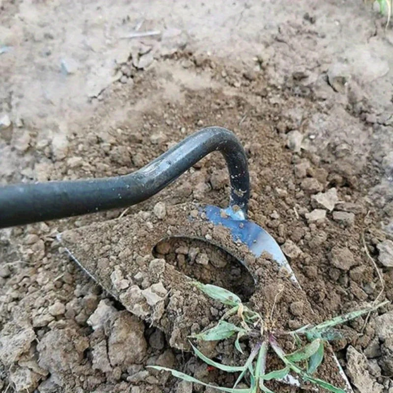 Hollow Weeding Hoe Handheld Weeding Rake Manganese Steel Quenched Garden Hoe for Weeding Planting Digging, Heavy Duty Agricultur