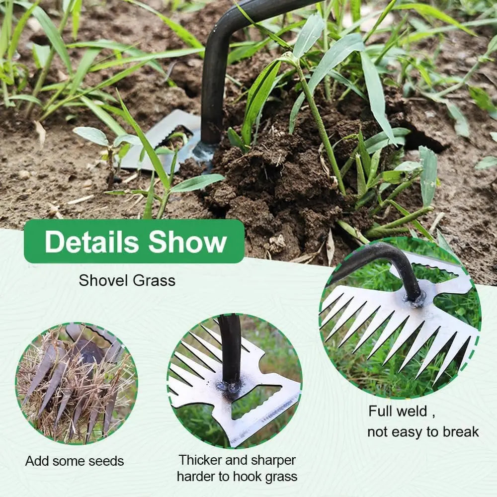 5/6/8/11 Teeth Gardening Hand Weeder Tools with Long Handle Durable Weeding Artifact Uprooting Weeding Tool Garden Loosening Hoe