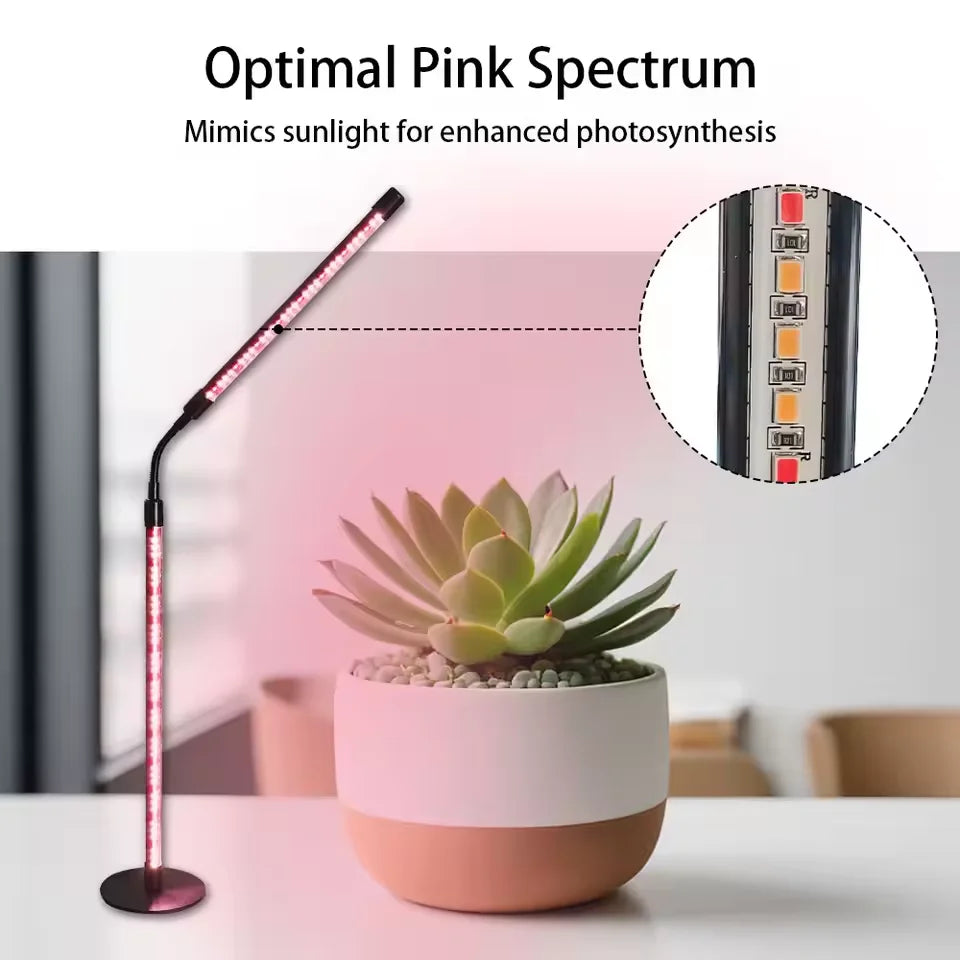 LED Grow Light for Indoor Plants, Adjustable Gooseneck Plant Lamp with Full Spectrum Beads, Strong Beam, Timer and Dimmable Mode