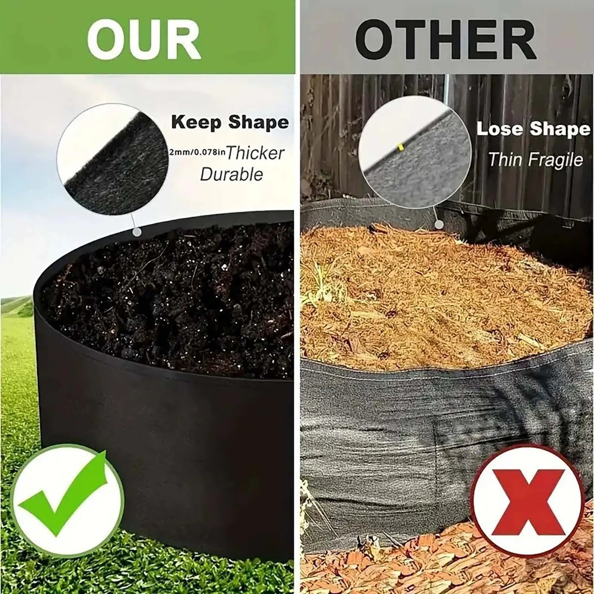 6+1 Grids Nonwoven Planting Grow Bag Pots Gardening Supplies Outdoor Garden Planters Vegetable Flower Pot Container Seeds Sack