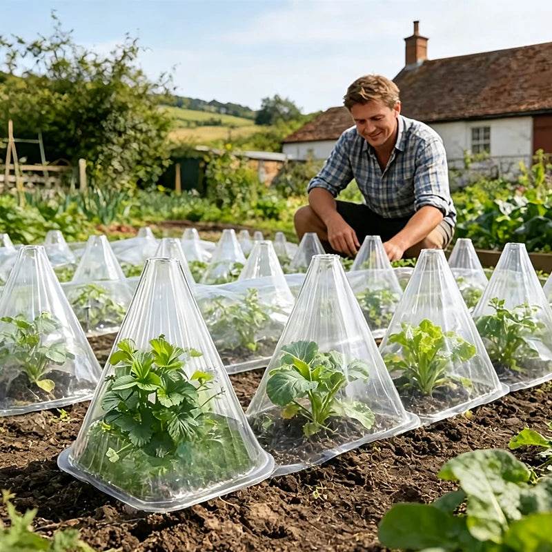 Plant Protection Collar, 20pcs - Transparent PET Material, Ideal for Vegetable Seedlings and Flower Growth, Four-season Care, Pr