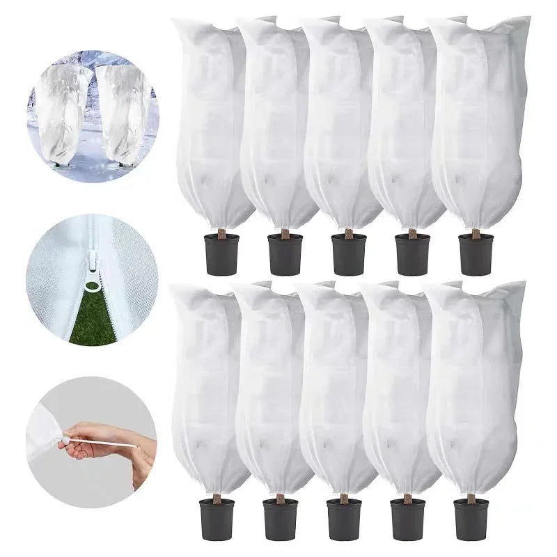 Winter Plant Cold-proof Cover Plant Protection and Warmth Covers Drawstring Zipper Fixed Non-woven Fabric Casing Outdoors Garden