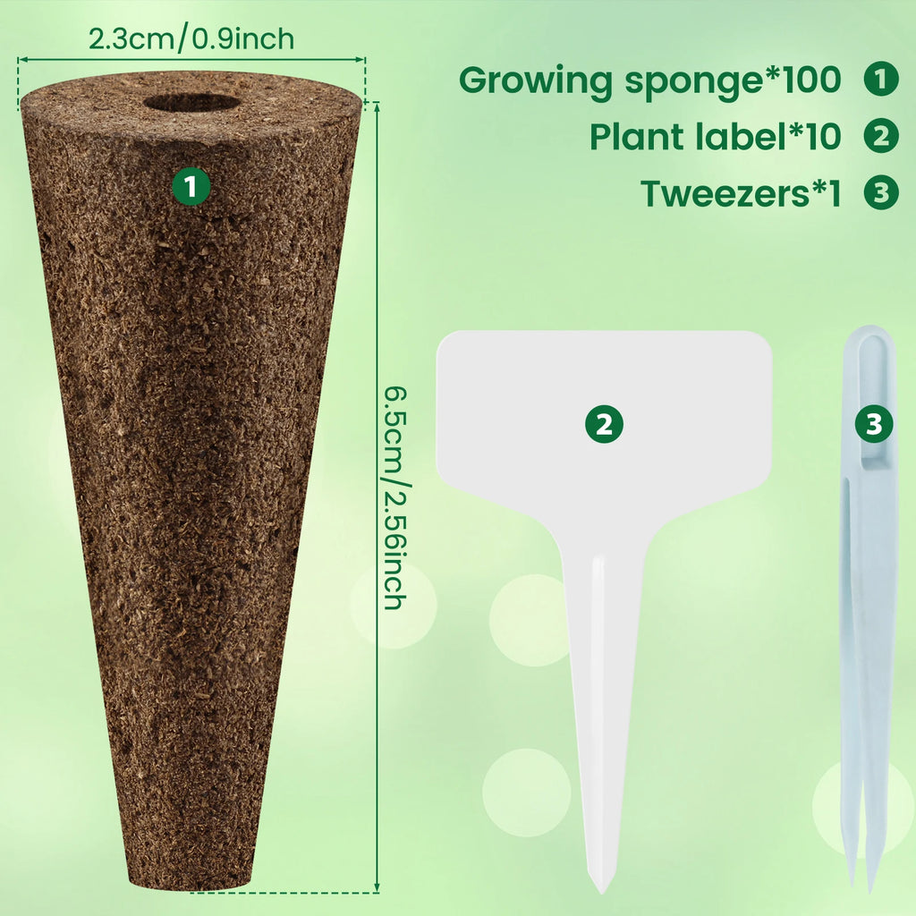 100Pcs Seed Grow Sponges Replacement Root Growth Sponges Seedling Starter Plugs Starting Seed Pod Hydroponic Garden Planting