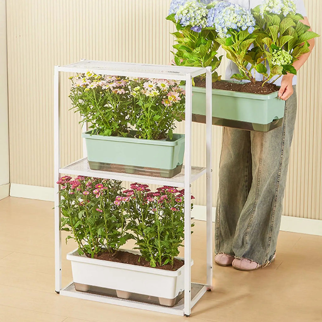 Self Watering Plant Pot Vegetables Container with Base Drainage Hole And Absorbent Rope Rectangular Flower Pots for Vegetable