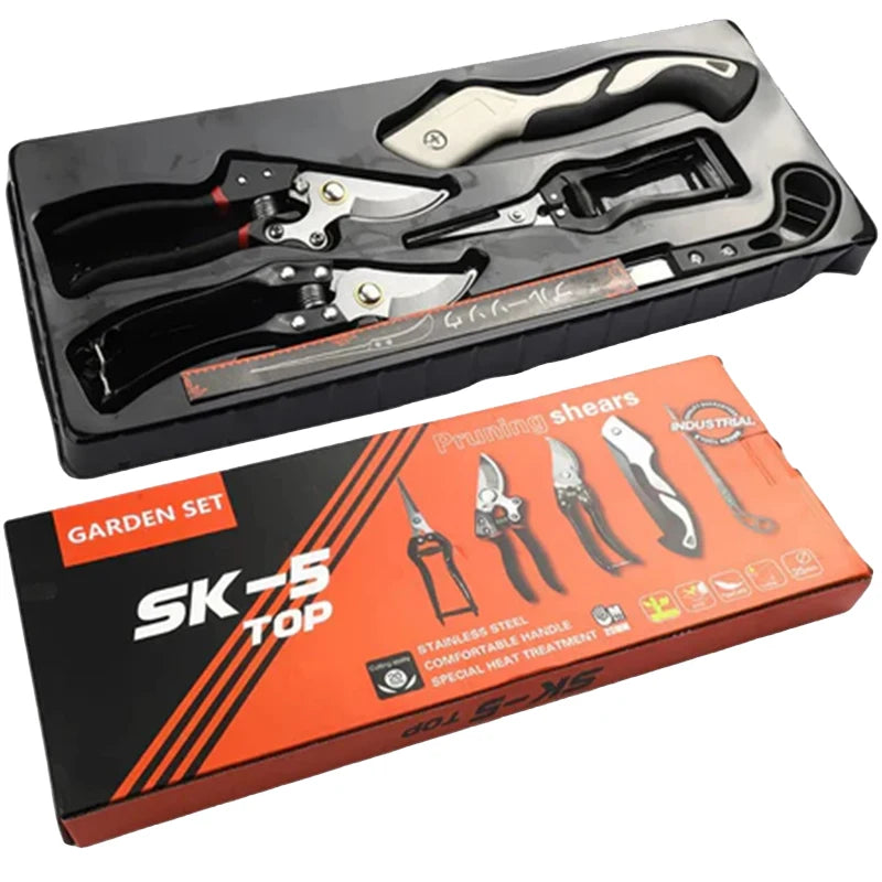 Complete Gardening Kit with 5 Essential Tools; Pruning Shears, Foldable Sawi Scissors, Plant Cutter