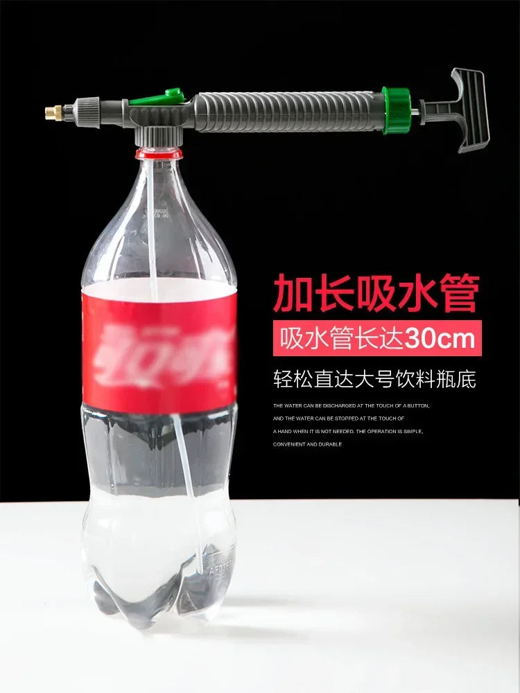 Gardening Watering Sprayer Beverage Bottle Watering Can High Pressure Small Manual Pressure Adjustable Spray Head