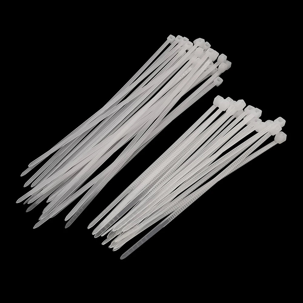 100Pcs 3x80mm 100mm 120mm 150mm 200mm 4x300mm Nylon Plastic Cable Ties Self-Locking Long Wide Extra Large Zip Ties White