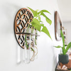 Plant Propagation Station Wall Hanging Wooden Moon Phase Plant Terrarium for Hydroponics Home Office Decor Air Plant Holder Gift
