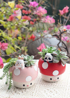 Creative Mushroom Succulents Plant Pot, Cute Animal Flower Pots, Decorative Planter Containers Home Desktop Office Decor
