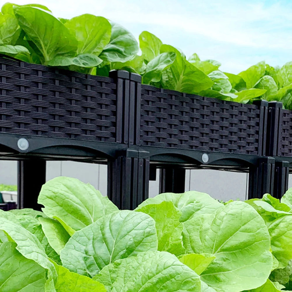 Elevated Raised Garden Bed with Legs Plastic Planter Box with Drainage Holes for Flowers Herbs Gardening Balcony Vegetable Pot