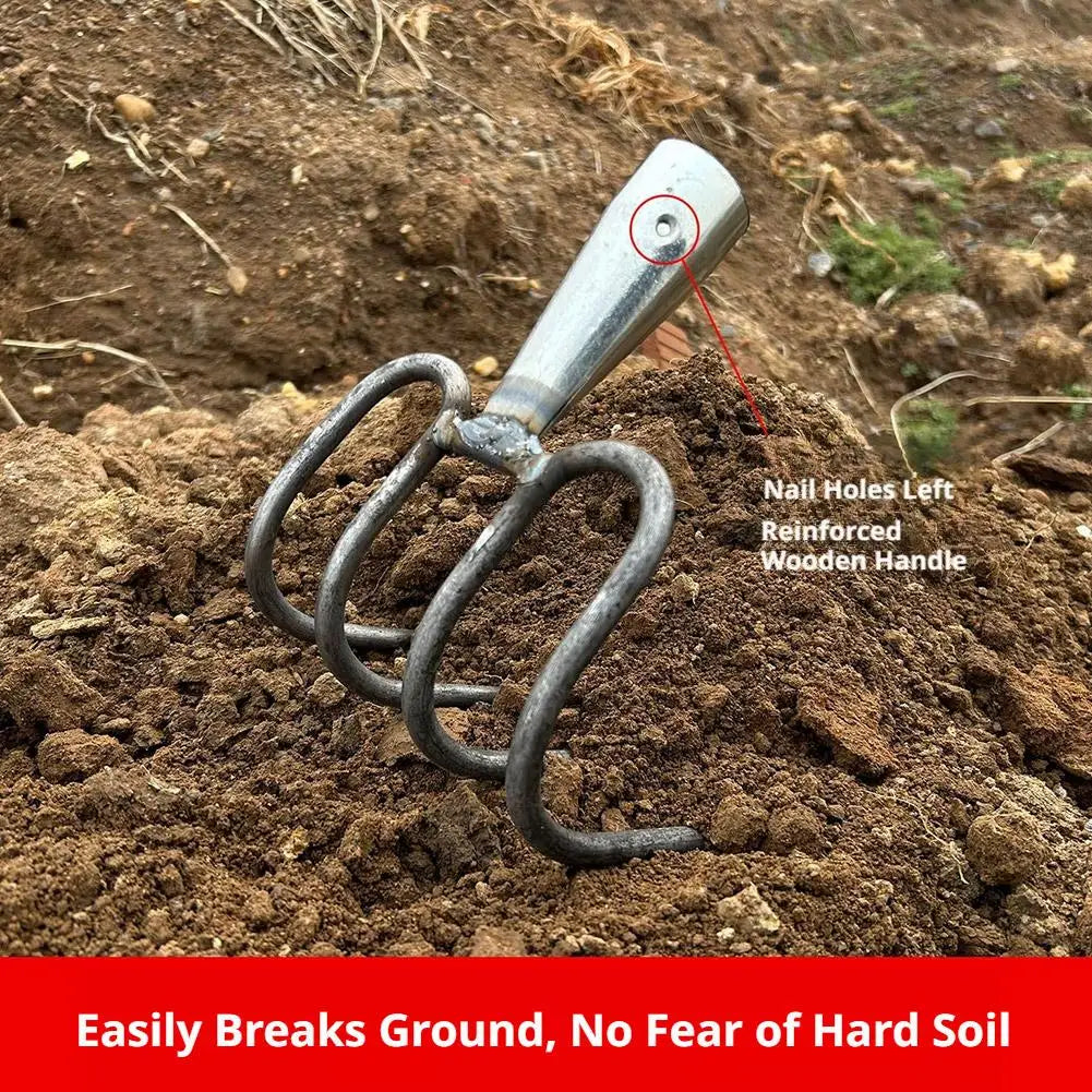 4 Claws Garden Hand Rake Durable Garden Cultivator Fork Head Soil Digging Rake Head Weeding Harvesting Landscaping Tool