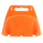 A wall mounted garden hose rack made of heavy-duty plastic for storing outdoor garden watering and irrigation tools