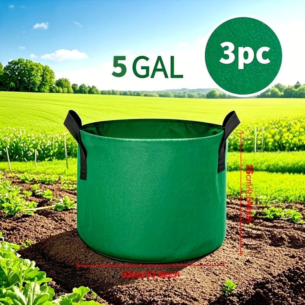3/5/7Gallon Green Felt Plant Strong Grow Bags Gardening Aeration Planting Pot Container Maintain Humidity