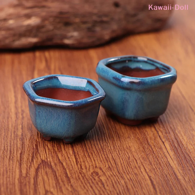 Dollhouse Mini Plant Pots Flower Pot With Holes Bonsai Flowerpot Purple Sand Craft Chinese Style Plant Pot Planter Garden Decor