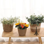 1Pcs Mini/S/M/L Grass Woven Flowerpot For Garden Terraces Small Plant Flower Basket Seedling Containers Planter Basket