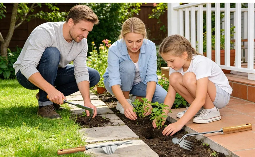 small garden weed rake multi purpose gardening weeding tool for leaves, vegetable plot, backyard and farm planting cultivation