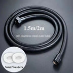 Garden Water Hose Black Pipe 1.5/2M Flexible Pull Extension Pipes Shower Accessories New SUS304 Bathroom Extendable Hoses Home