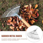 Garden Leaf Rake Grass Farming Rake Telescopic Rake Stainless Steel Handle Landscape Rake Wire Gardening For Remover Tool Leaves
