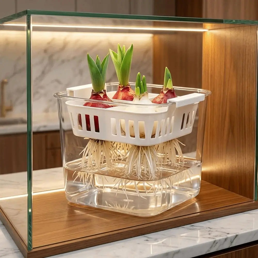 4 Grids Hydroponics Nursery Pots Planter Containers Clear Tulip Bulb Planter Plastic Square Planting Basket Indoor Gardening