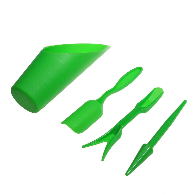 4Pcs Garden Planter Kit Sowing Shovel Spoon Succulents Seedlings Tool Bonsai Fertilizer Plastic Handle Soil Replacement Tools