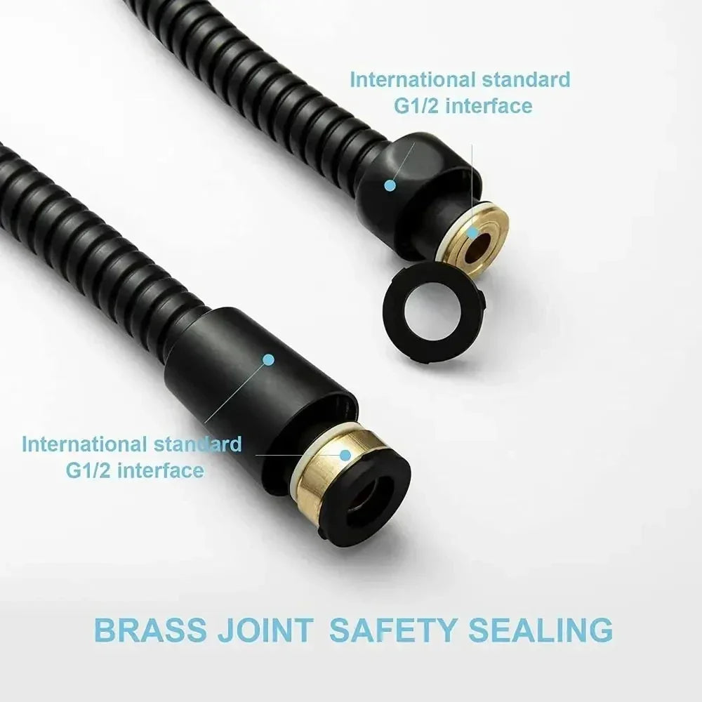 Garden Water Hose Black Pipe 1.5/2M Flexible Pull Extension Pipes Shower Accessories New SUS304 Bathroom Extendable Hoses Home