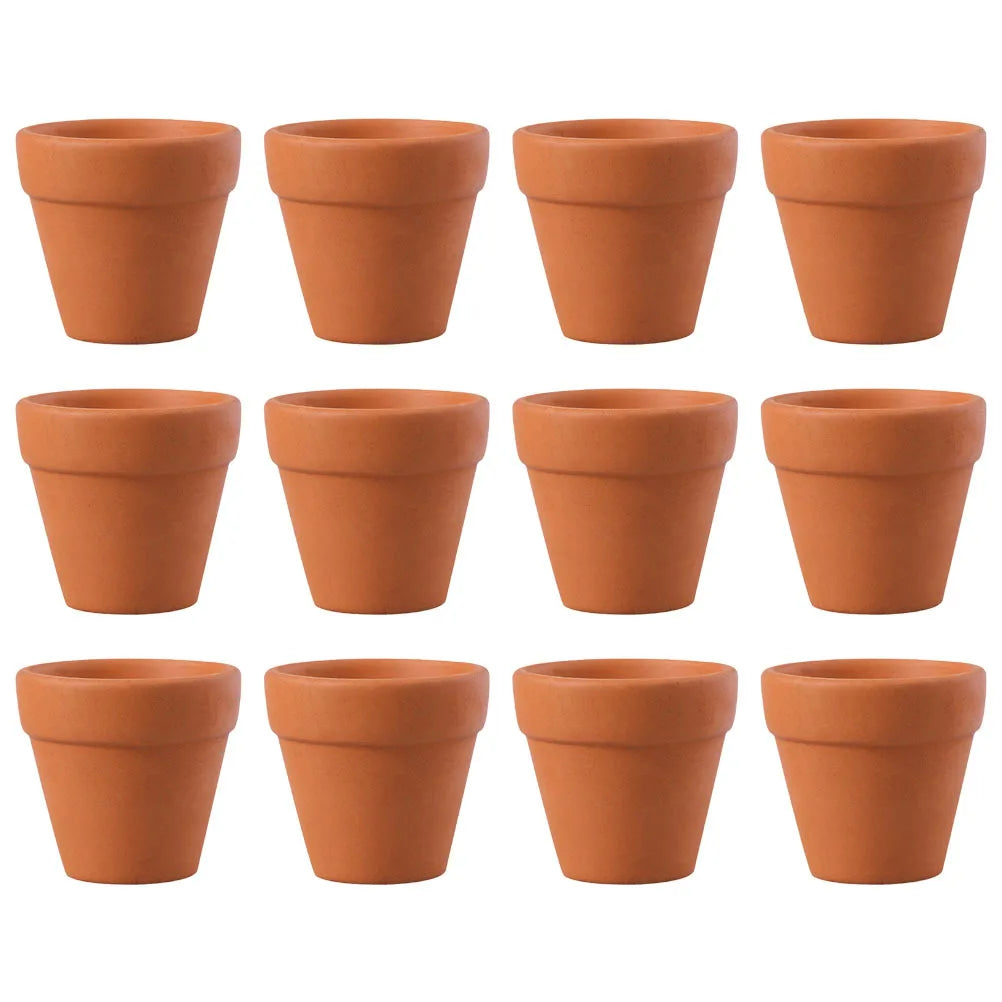 12Pcs Terracotta Plant Pots Ceramic Flower Pots for Small Plants Indoor Outdoor Mini Clay Natural Rustic Decor
