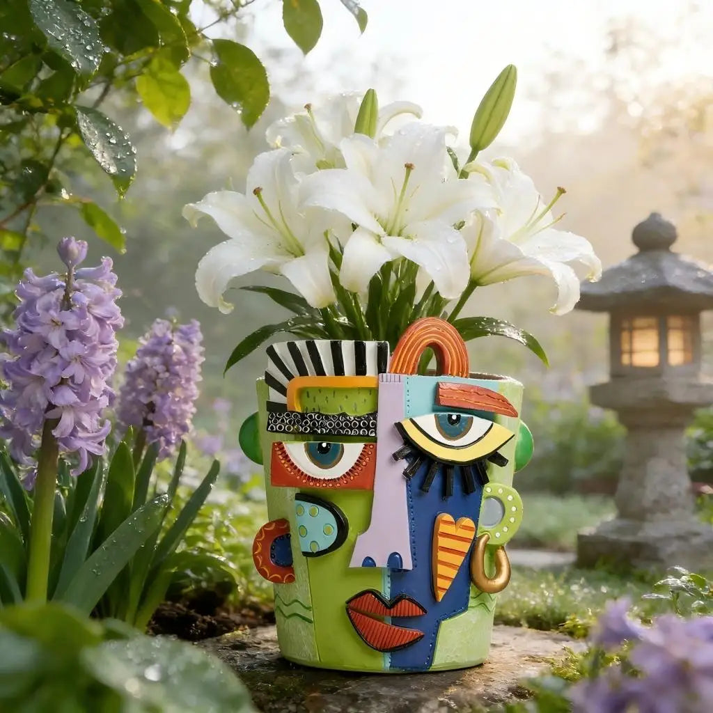 Abstract Face Flower Pot Decorative Planter Picasso Vases Balcony Succulent Plant Holder Ornament Home Garden Decor Accessory