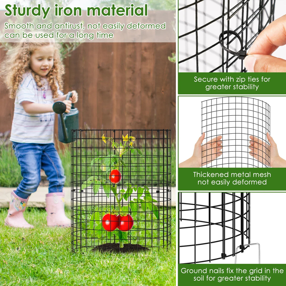 15Pcs Plants Protector Cages 35x35cm Mesh Plants Cage Covers with Ties and Pegs Rustproof Plants Cloche Garden Accessories