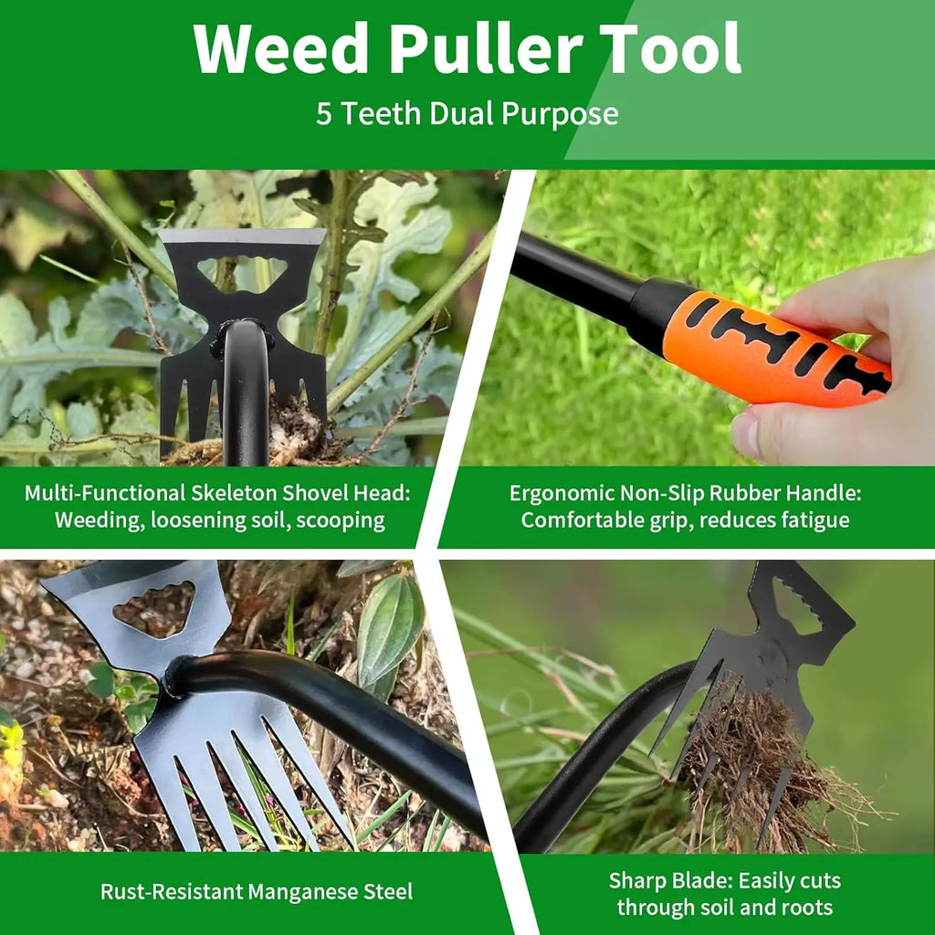 5/6/8/11 Teeth Gardening Hand Weeder Tools with Long Handle Durable Weeding Artifact Uprooting Weeding Tool Garden Loosening Hoe