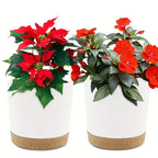 Plant Pot, 2 Pack Planters for Indoor Plants with Drainage Holes & Saucer, Outdoor Flower Pots Home Garden Modern Decor