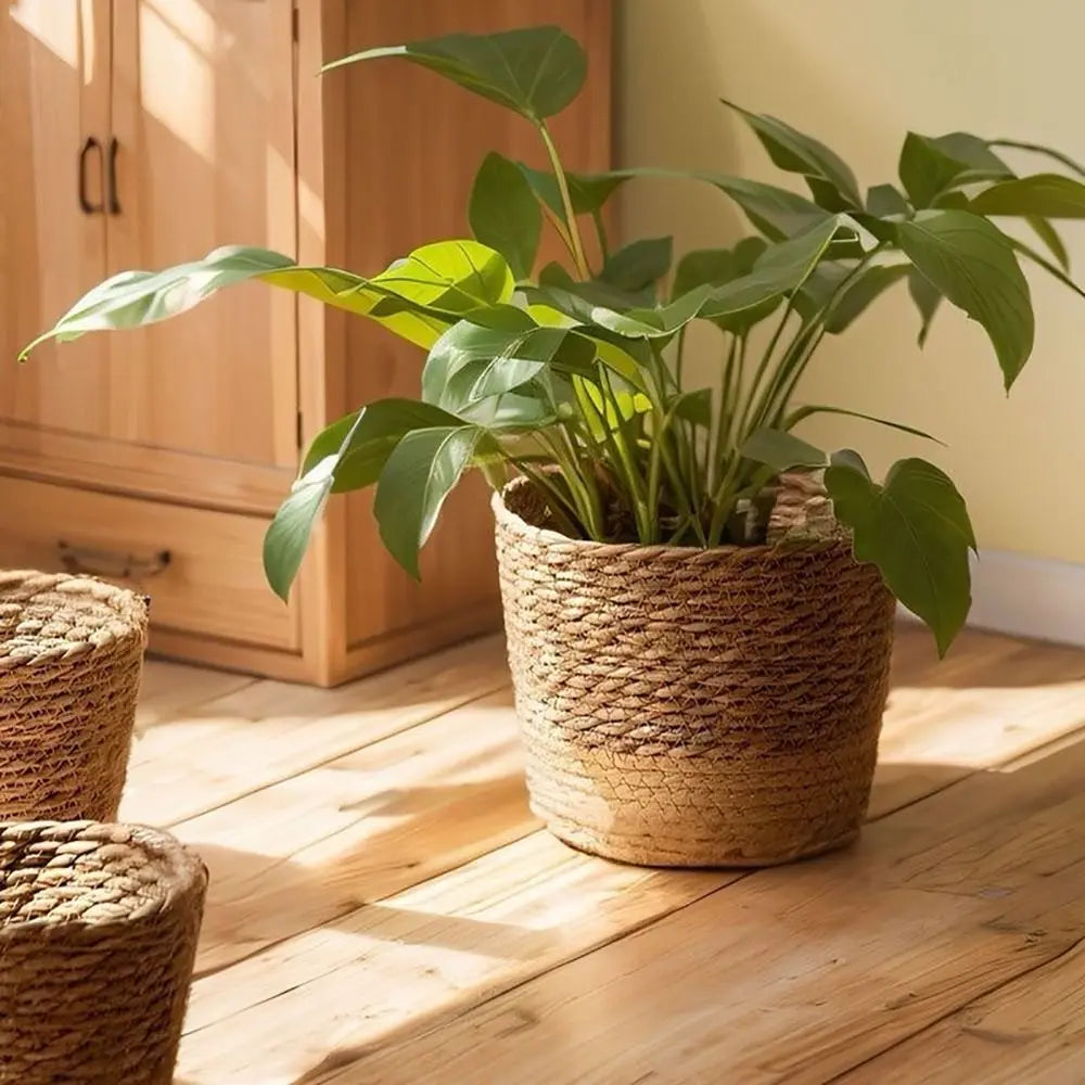 1Pcs Mini/S/M/L Grass Woven Flowerpot For Garden Terraces Small Plant Flower Basket Seedling Containers Planter Basket