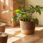 1Pcs Mini/S/M/L Grass Woven Flowerpot For Garden Terraces Small Plant Flower Basket Seedling Containers Planter Basket