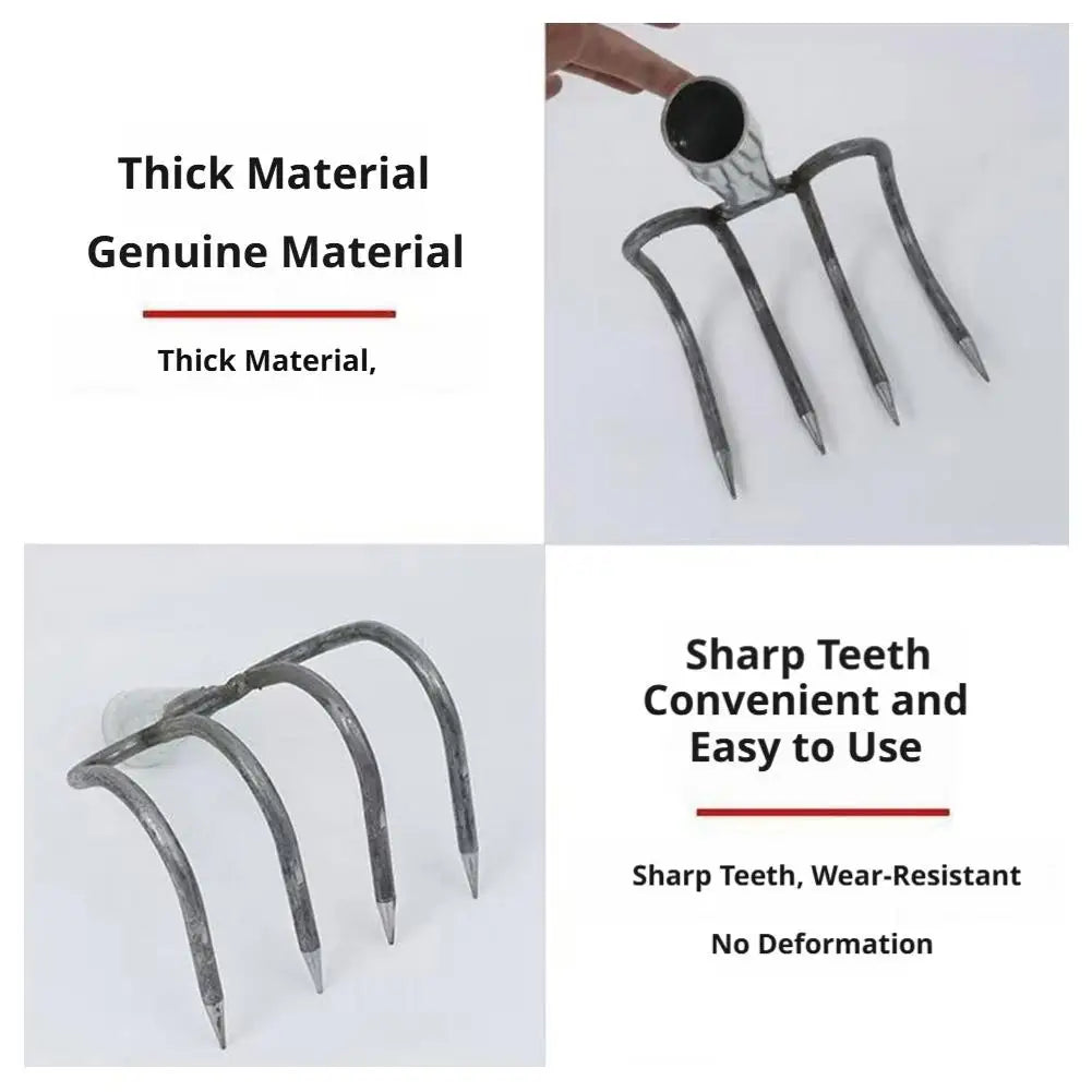 4 Claws Garden Hand Rake Durable Garden Cultivator Fork Head Soil Digging Rake Head Weeding Harvesting Landscaping Tool