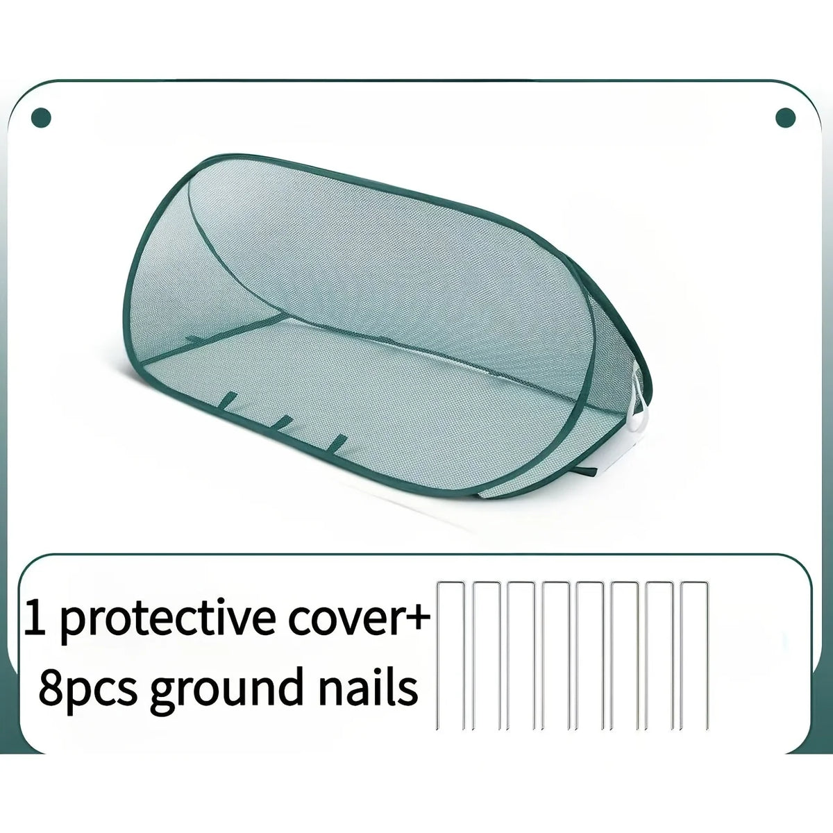 9Pcs Pop Up Plant Protector Cover Kit With 1 Plant Guard Cover 8 Ground Stakes Bird Insect Proof Net For Vegetable Fruit Flower