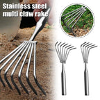 Garden Stainless Steel Hand Rake Manual Integrated Small Leaf Rakes Gardening Tool Multi-Claw Soil Rake For Planting Vegetable