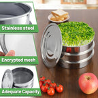 Stainless Steel Seed Sprouting Kit 3-Tier Microgreens Growing Tray 6.5/8.5 in Dia Stackable Round Sprouter Maker Sprouts Grower
