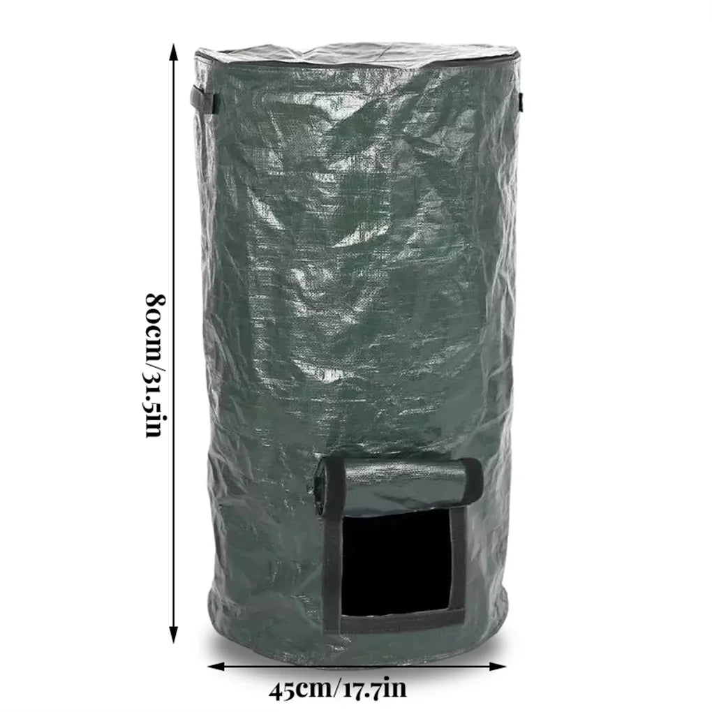 Garden Composter Eco-Friendly Bio Fermentation Bag with Zipper and Double Handles Collapsible Compost Bin for Dispose of Kitchen