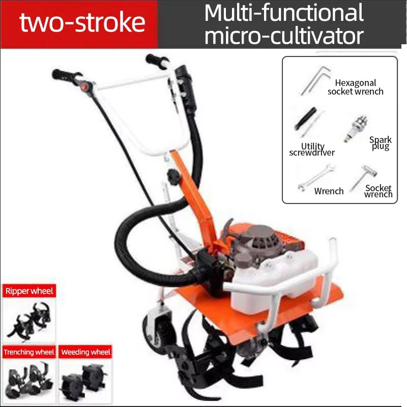 Rotary Cultivator Efficien Micro-Cultivator Tilling Soil And Loosening Soil  Cultivator Small Ditching Rotary Cultivator Tilling