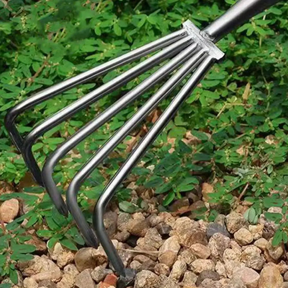 Garden Stainless Steel Hand Rake Manual Integrated Small Leaf Rakes Gardening Tool Multi-Claw Soil Rake For Planting Vegetable