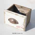 Japanese Retro Flower Vessels Wooden Double Compartment Planter Garden Succulent Container Patio Decorative Ornament for Indoor