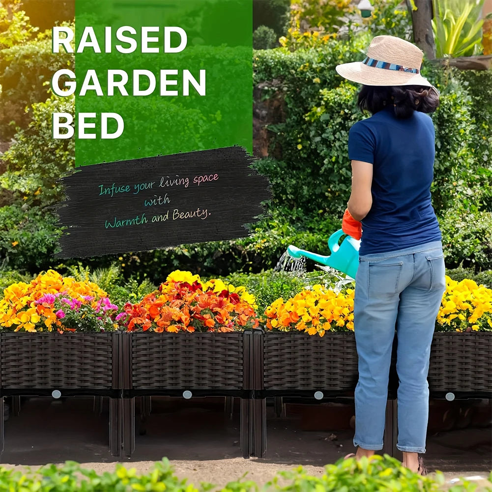 Plastic Raised Garden Bed with Legs Raised Planter Box Elevated Planting Container for Gardening Vegetables Fruits Flowers