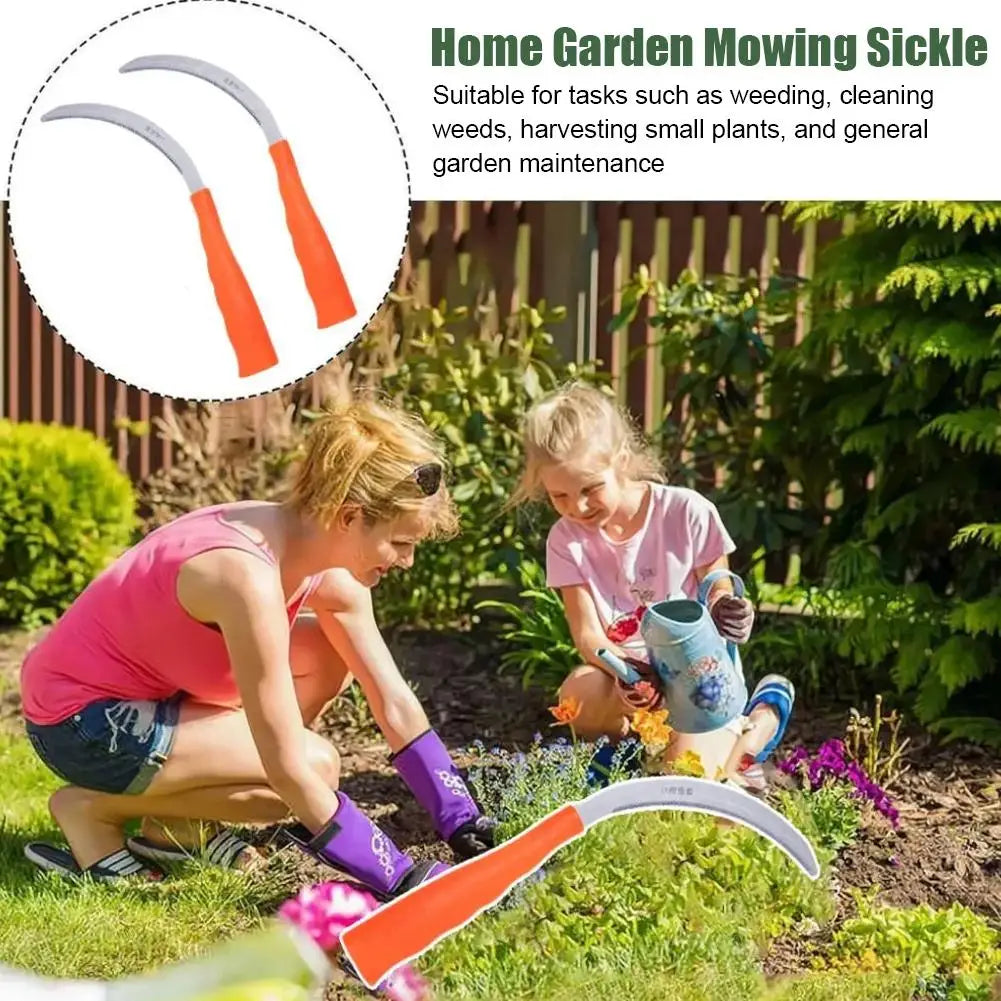Home Garden Weeding Sickle Sharp Stainless Steel Mowing Tool with Non-Slip Handle for Gardening Weeding & Harvesting