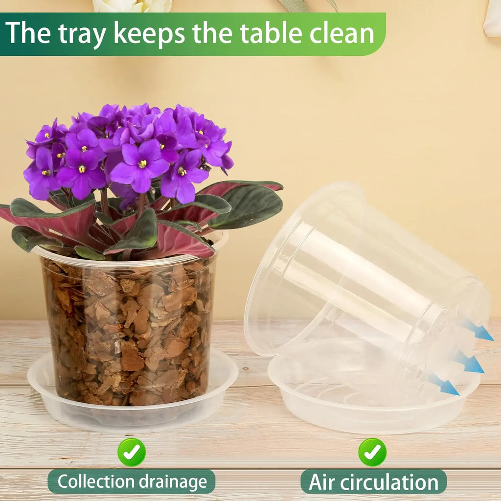 72pcs/set Clear Nursery Potsplant with Trays and Labels, Transparent Plastic Planter, Seed Starting Pot Flower Plant Contai